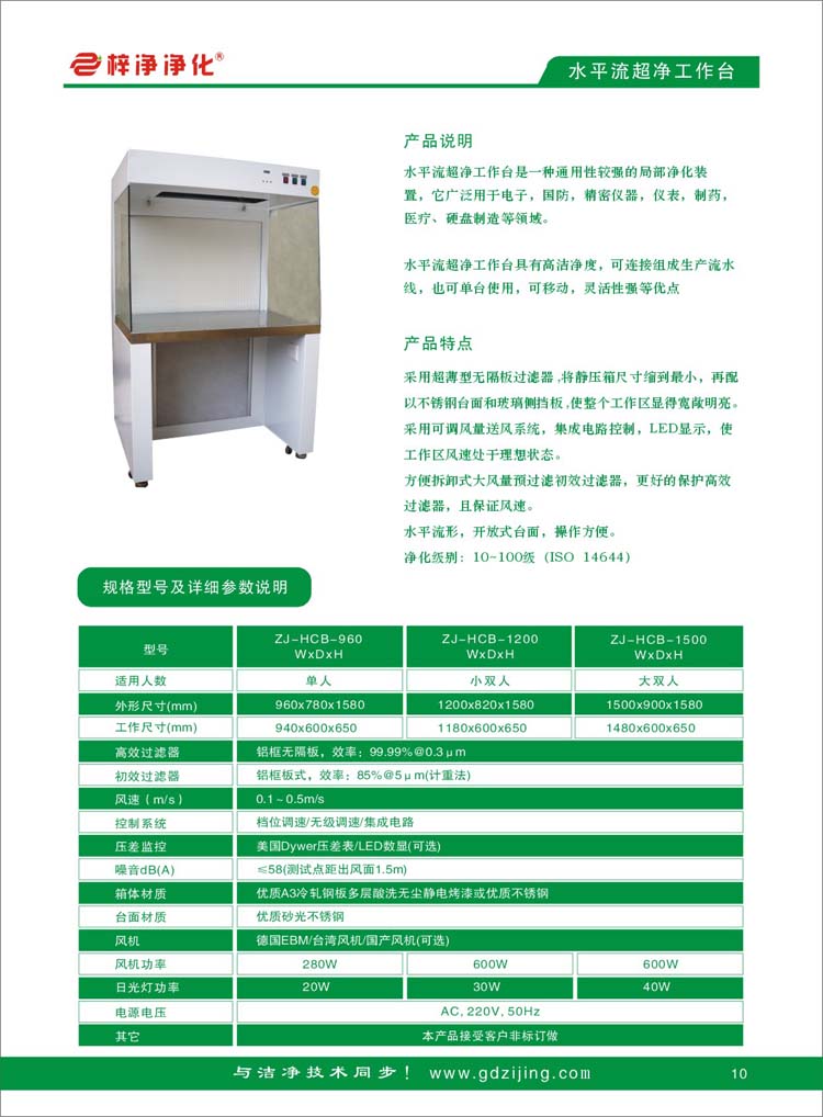 水平流百級(jí)超凈工作臺(tái)產(chǎn)品選型